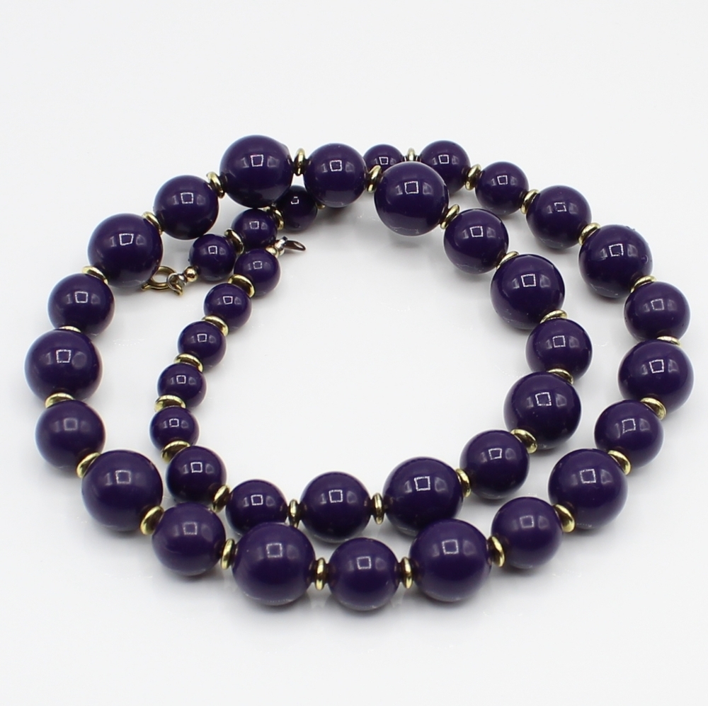 Vintage purple and gold bead necklace